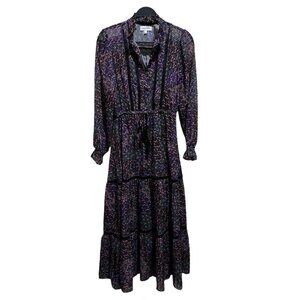 Lost + Wander Women Size S Black Floral Festival Maxi Dress Tassel Tie Lined NEW